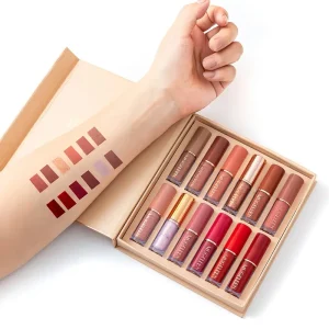 Matte Lip Glaze Long Lasting Waterproof Liquid Lipstick Dewy Lip Oil Lip Tint Moisturizing Lip Balm High Pigmented, With Red Pink Brown Purple Shades