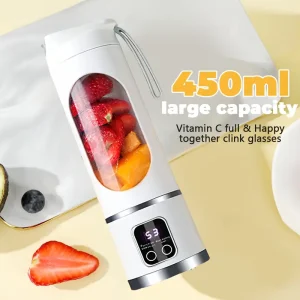 2-in-1 Portable Blender with Sports Lid | USB Rechargeable, 23.67oz Large Capacity Juice Cup, Stainless Steel 12-Blade for Quick Juicing, Smooth Fruit Blending, Ice Crusher, Quiet Operation, Easy to Clean - Ideal for Cold Drinks, Milkshakes