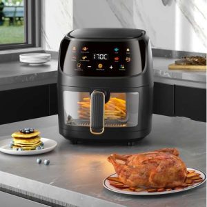 Large Capacity Air Fryer | Visual Intelligent Fully Automatic Household Air Fryer with Anti Scald Handle, Suitable for Chicken and Fish, Made of Stainless Steel and Polypropylene, Plug Powered, 120V