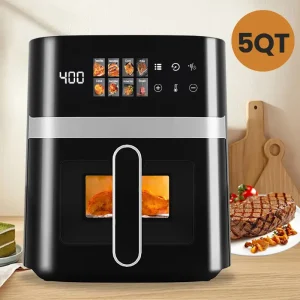 10Qt Stainless Steel Air Fryer with 8 Preset Recipes & Manual Adjustments - Smart Touch Screen, Dishwasher Safe, 1400W, 110V US Plug - Perfect for Quick Meal Prep, Family Cookouts & Parties, Versatile Kitchen Gadget | Stylish Cooking Tool | Durable Kitche