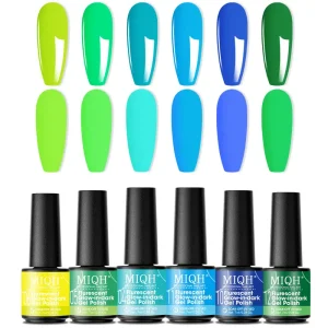 [Glitter Gel Nail Polish] Sparkling Pink, Blue & Green Glitter Sequin Gel Nail Polish Set - Removable, Alcohol-Free, Long-Lasting Manicure Kit With 6 Colors For Nail Art & Manicure, Nail Art Supplies | Glittery Nail Polish | Alcoholfree Formula, Nail Poli