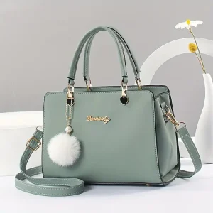 [Elegant Handbag] Stylish White Elegant Wo's Handbag | Detachable Shoulder Strap, Golden-Tone Hardware & Chic Leaf Charm - Everyday Use Satchel