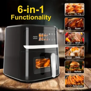 Automatic Air Fryer, Multifunctional Baking Machine, French Fry Maker, Easy-to-Use Control Panel, Suitable for Home Cooking, ABS Material, 110V, 900W, US Plug, No Conversion Plug, Kitchen Appliance, Modern Kitchenware, Durable Kitchen Item