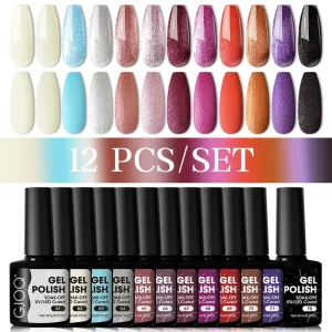 FOUR LILY Snowy Glitter Gel Nail Polish - 0.24oz Long-Lasting Semi-Permanent Gel Nails with Sparkling Glitter Finish, Alcohol-Free & for Finger Nail Trimming, Nail Salon Quality at Home, Manicure, Trendy Nail Art, Alcoholfree Formula, Manicure