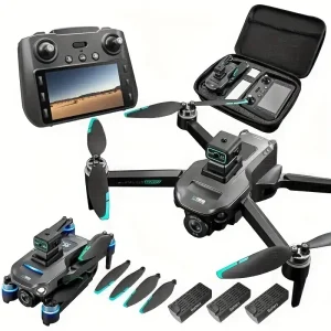 SEREE GPS Drone with 4K Camera & 5G FPV Transmission, Foldable Quadcopter with Brushless Motor, GPS RC Drone with Follow Me/Auto Return Home, 3 Batteries & Case Included, Long Range RC for Beginners, Gesture Control, /