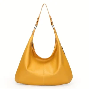 Handbag with Detachable & Adjustable Strap - Elegant Solid Color Tote / ///Wine / - Zipper Closure, & Oil-Tanned Edges - Versatile for Casual,, or Special Events