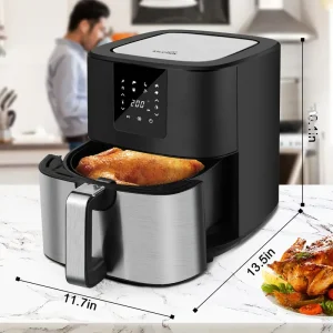 2.2 Qt 2.1 Compact Air Fryer with Nonstick Basket & Automatic Shut-Off - 1150W Fast Heating,, Low-Oil, & Pets - Portable Fryer Replacement for, Dorm, Small Kitchens Black