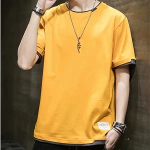 5pcs Men's Gradient Rope Letter H Pattern Short Sleeve T-Shirts - 3D Hot Transfer Print Summer Casual Tees with Round Neck, Hot-Stamped Design for & Casual Attire Machine Washable, Non- Fabric - Bulk Pack for value