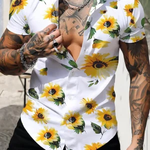 [Graphic Tees for Summer] 4pcs Men's Graphic Tees - Lightweight Polyester Casual Crew Neck Short Sleeve T-Shirts - &quote;Heavenly&quote; & More Designs in Beige, Black, White for Summer Outdoor Wear