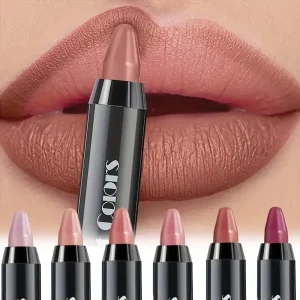 6-Color Chocolate Shaded Matte Lipstick - Rich & Dense Texture, Vibrant Long-Wear, Easy Lip Contouring