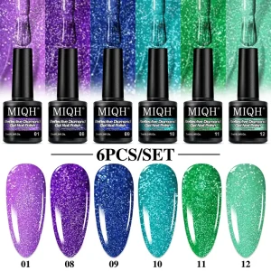 MEET ACROSS Glass/8ml Water-Based Off Nail Polish/Christmas Colors Effect Chrome Varnis for Nail Art/Bottle
