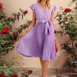 [Floral Print Dress] 1pc French Vintage Floral Dress, Retro V-Neck Waist with Stand Collar Design, Pastoral Style, 50s Elegant Outfit, for Women's Fashion, Floral Print Dress, Long Sleeve Dress