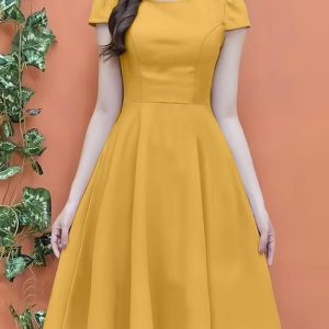 Women's Elegant White Off-Shoulder A-Line Dress - Short Sleeve -Length Wedding Guest Gown, Fitted Party Dress for Prom, Formal Events, Machine Washable Spring Summer Fall Outfit