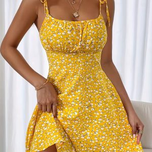 Women's Elegant Floral maxi dress - Formal party & Wedding Gown, Red & Floral Print, Machine Washable Evening Dress for Women