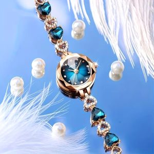 2pcs Elegant Rose Golden & Pink Faux Leather Strap Quartz Watch Set | Sparkling Rhinestone Accents, Round Dial with Heart Design, Perfect for 'S Day, Birthdays, And Parties, Fashion Gift | Elegant Accessory, Non, Stainless Steel