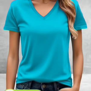 [Color-Block T-Shirts] 3pcs Women's Long Sleeve Color-Block T-Shirts | Casual Round Neck Tees with Contrast Stripe Sleeves, Teal/Orange/Black, All-Season Machine Washable Basic Tops