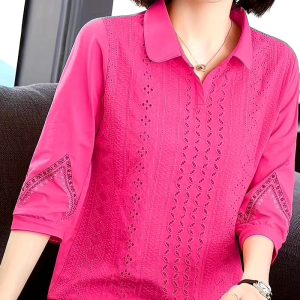 4 Solid Color Round Neck Long Sleeve Tops, Casual Loose Fit for Spring And Autumn, Women'S Clothing