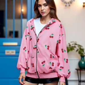 [Fashion Hoodie] Long Sleeve Drawstring Hoodie | Women's Casual Knit Sweatshirt with Kangaroo Pocket, 95% Polyester 5% Spandex, Alphabet Heart Graphic Print, Fall/Winter Fashion