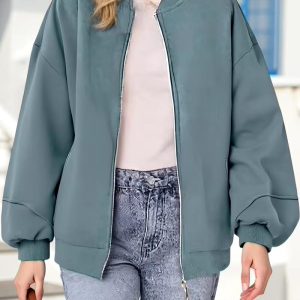 Elegant Solid Color Double-Breasted Overcoat for Women - Polyester, Machine Washable, Non-Stretch Fabric - Perfect for Fall/Winter