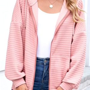 Women'S Elegant Winter Coat - Lightweight Thermal Jacket with Full-Zip Front, Long Sleeve Cold Weather Outerwear for Everyday & Formal Events - All-Season, Machine Washable Women'S Clothing, Ladies Winter Coats, Geometric Pattern Design