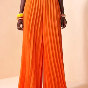 [Wool-Blend Pants] Dark Brown Wool-Blend Women's Straight-Leg Pants | Elastic Waistband & Button Detail | Long Length, Hand Wash/Dry Clean, Seasonal Wardrobe, Sophisticated Style, Durable Construction, Versatile Bottoms, Office Attire