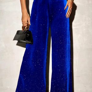 Elegant 3pcs Leopard & Zebra Striped & Solid Flare Leg Pants, Comfortable Elastic Waist Skinny High Waist Pants for Spring & Fall, Women's Clothing