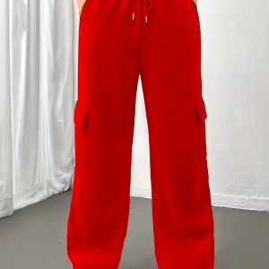 Women'S Casual Wide-Leg Joggers with Drawstring Waist & Pockets - Black & Gray, Loose Fit, All-Season Comfort, Casual Wear Pants, Casual Attire, Casual Style, Comfortable Fit, Durable Fabric, Jogging Pants, Women