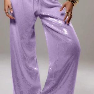 Women'S 3pcs Solid Color Ribbed Elastic Waist Wide-Leg Pants Set - Casual Basic Trousers with Drawstring Waist, Loose Fit, Long Length, Solid Color, Perfect For Fall/winter, Casual Attire, Casual Attire Pants | Solid Color Pants | Drawstring Waist P