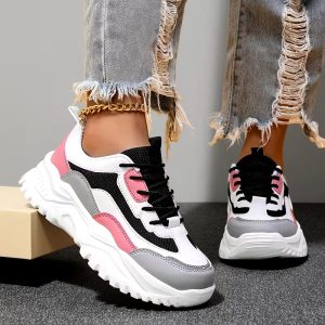 Women's Rhinestone-Decorated Burgundy Low-Top Sneakers - Sparkling Lace-Up Round-Toe with Cushioned Rubber Sole, All-Season Versatile White Laces & Synthetic -like Insole for Casual, Party, Office Burgundy/Grey