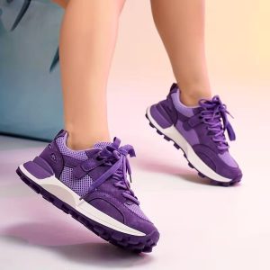 Women's White Faux Cover/Lace-Up Chunky Height-Increasing Mule Shoes - 2.76inch Lift, Low-Top Lace-Up Ankle, Arch & Stability, All-Season Casual & Semi-Formal Sneakers with Thick Platform, Solid Color Design, Faux Cover/Fabric Upper & Rubber Sole, Minimal