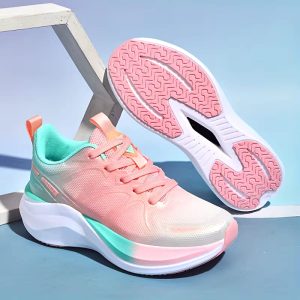 Women'S Rhinestone-Embellished Chunky Platform Dad Sneakers - Vibrant Yellow High-Top Lace-Up Running Shoes with Thick Rubber Sole, Breathable Fabric Upper & Synthetic Insole for Casual, Sporty & Versatile Wear, Ladies Sneakers