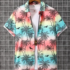 3-Pack Men'S Fashion Striped Patchwork T-Shirts - Casual Crew Neck Short Sleeve Tops for Outdoor, Hiking, Fishing, Vacation - Knit Polyester Blend, 180g/m², Heat Transfer Print - H Fit for Adults & Teens