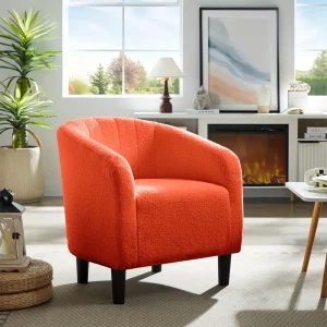 MELLCOM Modern Beige & Blue Floral Accent Chair - Upholstered Armchair with Champagne Golden Legs, Sturdy Metal Frame & Easy-Clean Fabric, No Assembly Required Sofa for Living Room, Bedroom, Reading Nook Blue Leaf Pattern