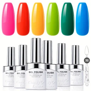 Solid Color Gel Nail Polish,0.2oz /LED Soak Off Gel Varnish, for Home Salon Nail Art DIY, Multi Color Available