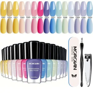 1 Pack Nail Oil - Fast-Drying Long-Lasting Glossy Finish, Hypoallergenic Formaldehyde & Alcohol-Free Formula, 4 Colors Pink, Beige, Light Blue, White for Women'S Hand & Foot Care, Modern Nail Art, Nail Care, Sleek Bottle Design, Alcoholfree Formula