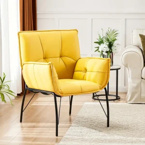 Modern Armchair With Wooden Leg & Nailhead Trim, Comfy Upholstered Accent Chair For Living Room Bedroom GREY, Stadium Seats For Sports Fields, Sport Event