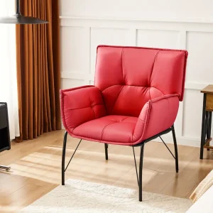 Modern Manual Push-Back Recliner Chair - Faux Leather Push Back Armchair with Rivet Accent, Easy Assembly Sofa Chair Suitable for Living Room, -Friendly Manual Operation & Open Back Design