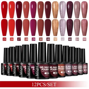 Mtssii 0.2oz Morandi Purple Glitter Gel Nail Polish, 10 Colors Set - Long-Lasting, Quick-Dry, Chip-Resistant, Non-Toxic Formula for Professional & DIY Nail Art, Nail Art Accessorie