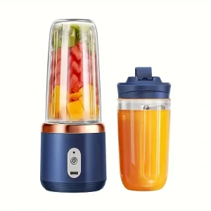 15.22oz Multifunctional Portable Juicer | USB Charging, 10 Blades for Quick Juicing, Equipped with 2 Cups, Heat-resistant, Easy to Clean, Suitable for Kitchen, Sports, and Travel, Ideal for Gifts