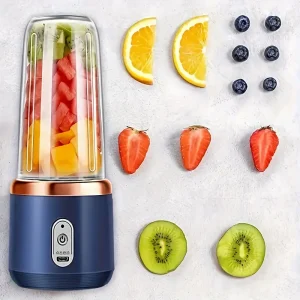 Portable Juicer, Mini Smoothie Shaker, USB Charged Single-Serving Blender with 6 Blades for Fresh Juice Making. 430G Capacity, Stainless Steel Exterior And Curved Design